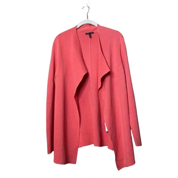 Eileen Fisher coral cardigan Women’s Silk Organic Cotton Blend Open Sweater - Picture 1 of 5